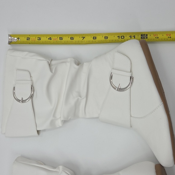 Elegant White Buckle Slouchy Boots - Picture 14 of 16